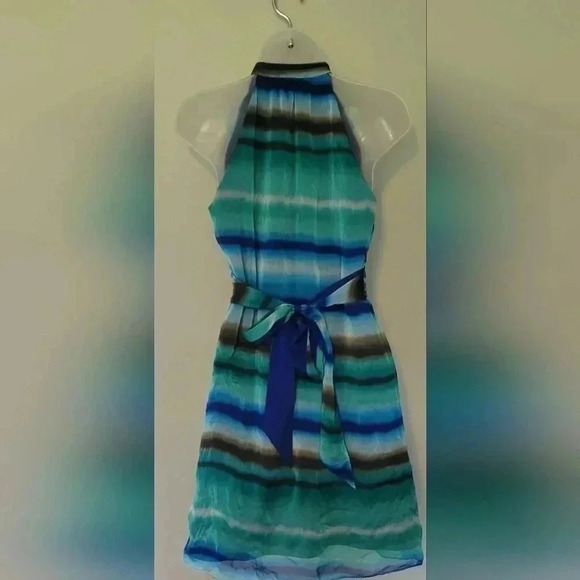 VTG 1990s The Limited Blue Green Mandarin V-Neck Sheath Dress Women's Size 4 - Picture 11 of 16